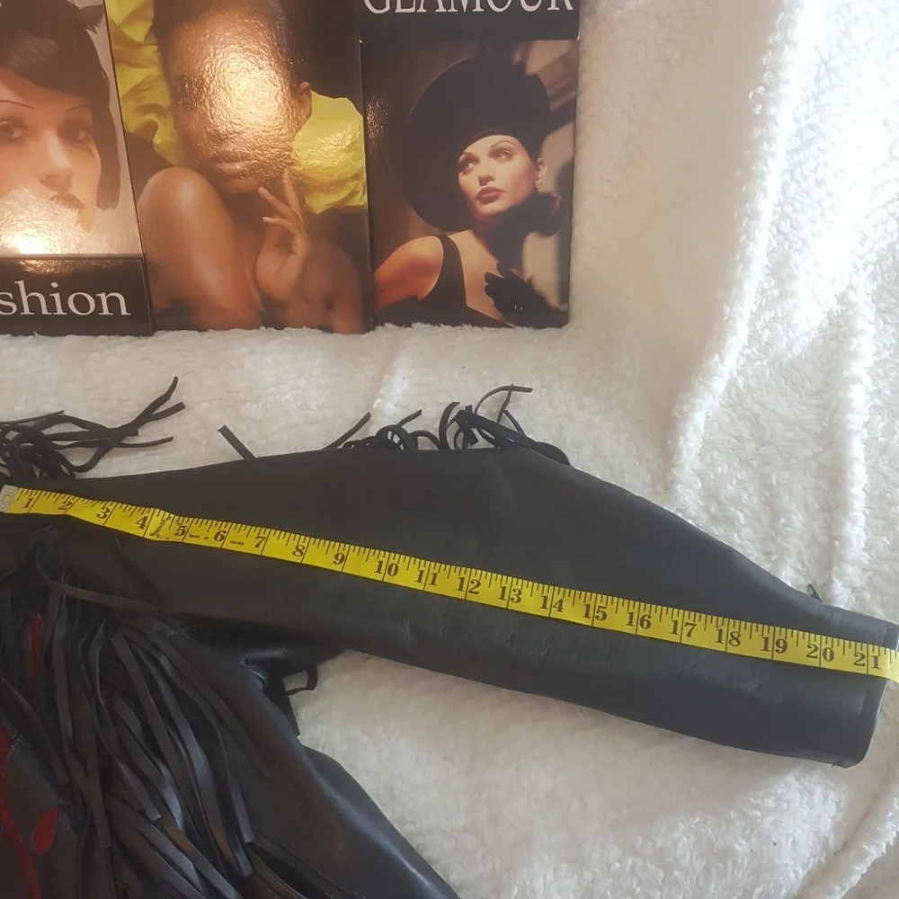 Vintage Black Leather Jacket with Red Embroidery - Picture 7 of 8